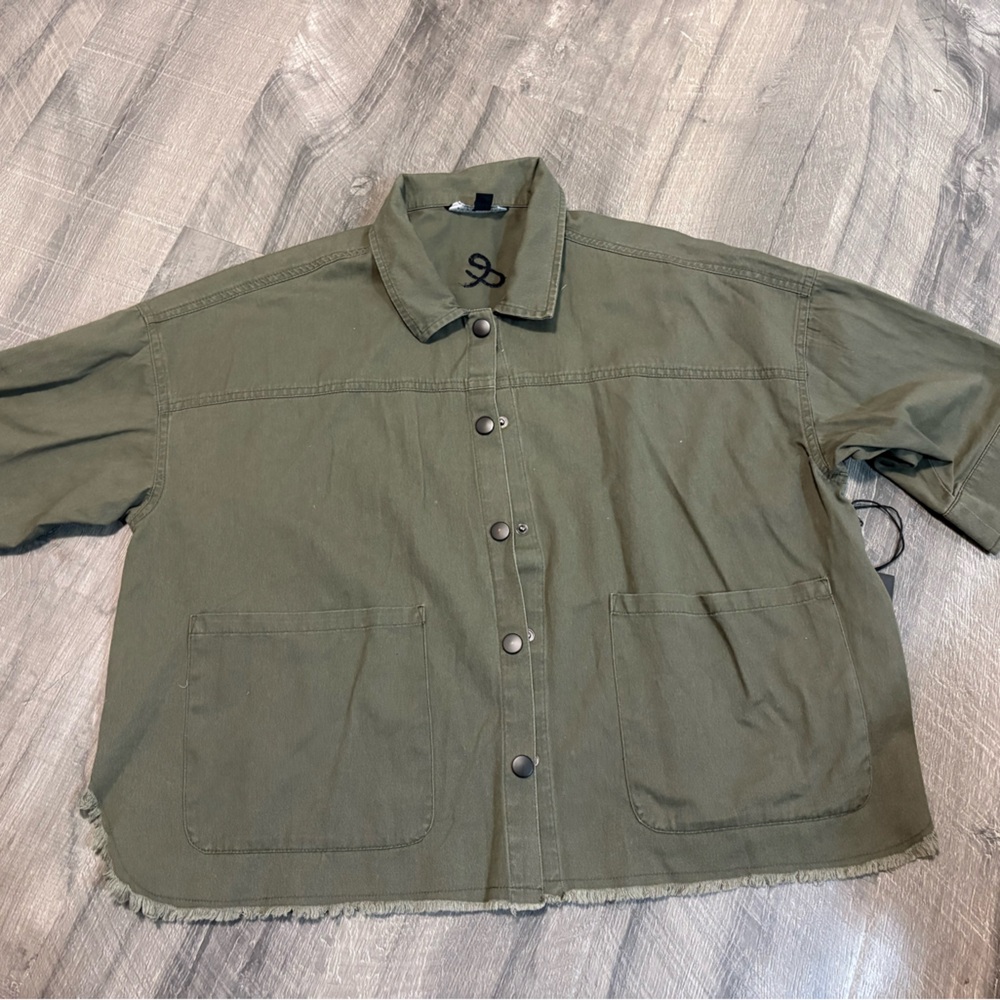 Rock & Republic Khaki Button-Up Jacket